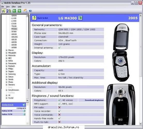 this program is a database of mobile (cellular) phones. using it you can get any of any mobile